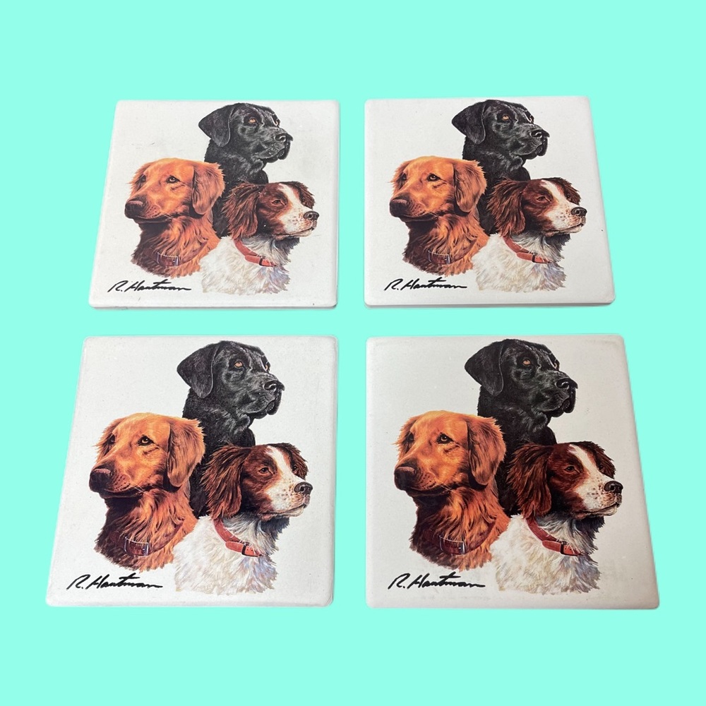 Stone Art Dogs Four Coaster Set